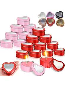 3/1 pieza Caja con forma de corazón rojo/rosa de 6cm, tapa transparente, recipiente para vela, caja de almacenamiento, suministros de embalaje de regalo, adecuado para el Día de San Valentín, recuerdos de boda, envasado de dulces y galletas, aniversario, decoración del hogar - Multicolor - Ver 2