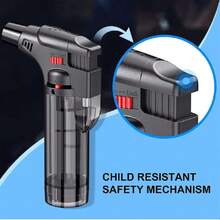 Paquete de 4 encendedores de antorcha, Encendedor de Llama de Chorro Recargable de butano, a Prueba de Viento, , Encendedor Multiusos para Velas, fogatas, Parrilla (sin butano) (Negro),37367223 - Blanco y Negro - Ver 2