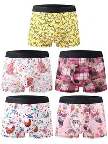 10pcs Fashion Printed Men's Briefs, Soft Comfortable Stretchy Thin Boxer Shorts, Sports Shorts, Novelty Underwear, Random Graphic Patterns - Multicolor - View 6