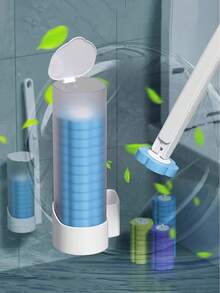 Recambios desechables de cepillo de baño con agente de limpieza incorporado, limpieza integral para el inodoro, juego de cepillo de limpieza montado en la pared del baño - Multicolor - Ver 12