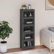 Larryhot Estantería madera maciza de pino gris 50x35x154 cm, Fácil de montar, elegante y hermoso, y conveniente para almacenar artículos, es una opción ideal para el almacenamiento y la decoración del hogar. - Gris - Ver 2