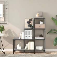 Larryhot Estantería madera ingeniería y metal gris Sonoma 92x30x102 cm, Fácil de montar, elegante y hermoso, y conveniente para almacenar artículos, es una opción ideal para el almacenamiento y la decoración del hogar. - Gris - Ver 3