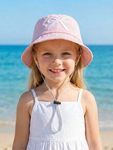 Mũ tai bèo điều chỉnh được, có nơ thêu, mũ tai bèo mỏng cho trẻ nhỏ và trẻ em, chống nắng quanh năm. - 1PC - Xem 12