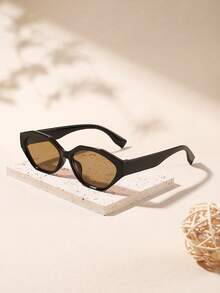 1 PC Women's Casual Fashion Glasses Irregular Polygon Cat-Eye Full Frame Poly-Carbonate Fashion Glasses Lightweight Frame For Outfit With Glasses Box - Multicolor - View 4