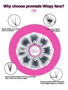 ARTSTAR C Crul 800pcs 7D Black Soft & Thin Fan-Shaped False Eyelashes, Handmade Pre-Made Fanned Out Eyelash Extension - C - View 2