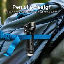 Linterna mini portátil de 6 * LED recargable por USB, lámpara de bolsillo de aleación de aluminio, para uso en exteriores, campamento y pesca - Negro - Ver 6