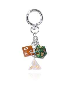 1PC Punk Hiphop Black Dice No. 8 Billiards Keychain Y2K Pink Lucky Dice Starburst Pendant Bag Charms Hangings Ornament Accessories - Multicolor - View 15