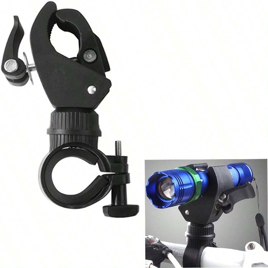 360 Degree Rotatable Bicycle Flashlight Clip, Bike Flashlight Holder Accessory For Mounting Flashlight - Black - View 1