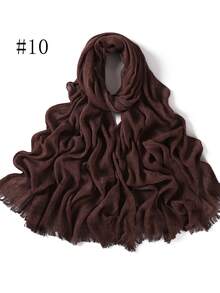 وشاح نسائي بلون أحادي مطوي مزين بشرابات، وشاح رأس يومي عادي، وشاح/حجاب للحماية من الشمس والدفء قطعة واحدة - متعدد الألوان - مشاهدة 23