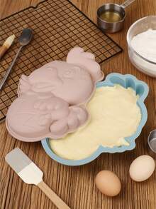 1个硅胶小鸡造型蛋糕模具，烘焙工具，卡通母鸡蛋糕模具，蛋糕烤盘，慕斯托盘，厨房烘焙巧克力慕斯果冻蜡模具，烘焙工具 - 彩色 - 查看 3