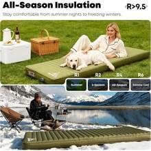 Colchoneta de dormir autoinflable para camping de 4 pulgadas de grosor con bomba integrada, espuma aislante con valor R9.5, colchón de aire portátil para mochileros, tiendas de campaña y actividades al aire libre - Verde - Ver 7