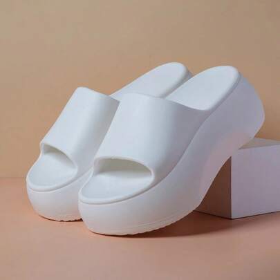 Women's 7cm Platform Slippers, Summer New Fashionable Versatile Comfortable Soft Bottom Slippers, Thick Sole Non-Slip Casual Beach Sandals, Simple Fresh Slippers, Non-Slip Bathroom Slippers