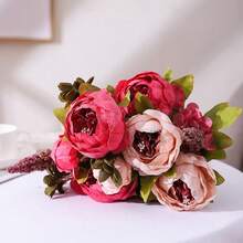 Duovlo Fake Flowers Vintage Artificial Peony Silk Flowers Wedding Home Decoration,Pack Of 1 (Dark Pink),20.87*3.5,DarkPink - 深粉紅色 - 查看 5