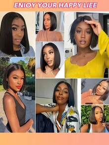 即戴式假发，真人发丝，6x4预剪蕾丝前假发，预拔毛透明蕾丝闭合假发，180%密度，适合女性 - 自然色&黑色系 - 查看 7