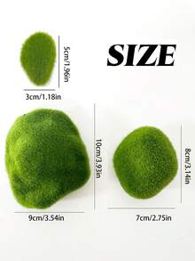 10个装，3种尺寸人造苔藓石装饰，绿色苔藓球，苔藓石，绿色苔藓覆盖的石头，逼真的苔藓装饰，适用于插花、仙境花园和DIY工艺品 - 綠色 - 查看 6