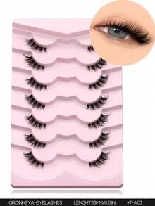 Lasvirey 7 Pairs Half-Eye False Eyelashes Cat Eye Natural Look Short Fox Eye Thin Transparent Dense Cross False Eyelashes For Daily And Party Wear - Black - View 12