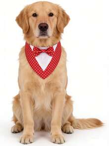 Valentine Dog Tuxedo Bandana, Red Heart Pet Tux With Bowtie, Adjustable Valentine's Day Costume For Extra Small Medium Large Dogs Cats - Multicolor - View 11