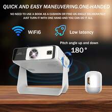 DONGYING New Release, Flagship Projector, Native 1080p, Supports 4K Ultra HD Projection, Android Smart System, WiFi 6, Auto Focus + Keystone Correction, Home Theater Projector, Portable Projector, Rotatable Gimbal, Supports 180° Rotation, Wireless Projection For Smartphones, Computers, Tablets, Office Presentation, New Year Gift - White - View 11