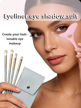 Eyeshadow Brush, Eyeliner Set, Assorted Makeup Brushes, Cosmetics, Unisex, Anti-Smudge Eye Stickers, Silicone Eyeliner Auxiliary Tools, Skin-Friendly Materials, High-Quality Bristles, Help You Create Fashionable Eye Makeup, Fit Eye Contours, Eyeshadow Brush Set, Detailed Delineation, Meet Daily Eye Makeup Needs
