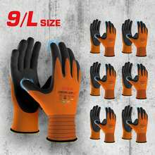 6 paires/12 paires de gants de travail enduits de nitrile, prise antidérapante microporée, respirants et durables, convenant pour la manutention en entrepôt, le jardinage, les outils ménagers, les projets de DIY, la construction, la machinerie et la réparation automobile - Orange/Gris - Orange brûlé - Voir 12