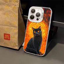 1pcs Mystic Black Cat Phone Case Compatible with Apple Phone 11 12 13 14 15 16 17 Pro Max 7plus 8plus Xs Max XS Antidrop Phone Case Shock Proof Vintage Funky Personality Stunning Elegant Can Be Given To Friends Can Be Given To A Lover - Plateado - Ver 3