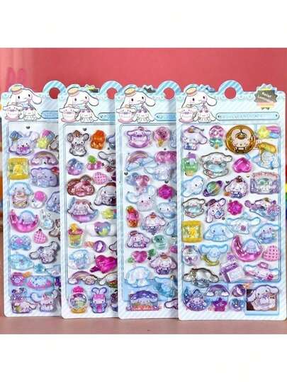 （部分款式颜色可能略有差异，随机发货）1张3D立体装饰贴纸，可爱手工DIY奖励贴纸，节日及生日礼物