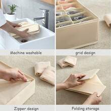 1个可折叠内衣收纳盒，多功能分隔式内衣袜收纳袋，抽屉式收纳盒，无纺布袜子收纳盒，衣柜内衣、胸罩、袜子、领带、围巾收纳盒，可水洗，可折叠，衣柜收纳盒，方便实用，适用于衣柜、橱柜、抽屉、房间、卧室，可用于衣物分类，情人节礼物，情人节装饰品，复活节 - 灰色 - 查看 11