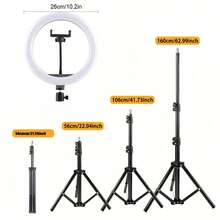 10-Inch Ring Light With 63-Inch Adjustable Tripod, 10-Inch LED Selfie Ring Light And Tripod Stand Separately, Suitable For Phone 17 16 15 14 13 12 11 Pro Max, S24 S23 S22 S21 S20 FE Ultra Plus, And Most Smartphones, For Photography, Makeup Lighting, Online Meetings, Live Streaming - Multicolor - View 5