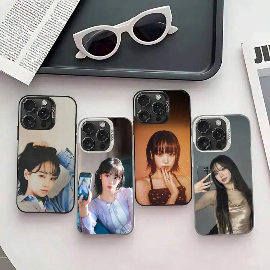 Funda para teléfono Singer K-Kim C-Chaewon, elegante, plateada, a prueba de golpes para 17, 16, 15, 14, 13, 12, 11 Pro Max, Plus - Z1 - Ver 1