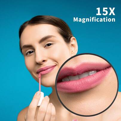 1pc Magnifying Makeup Mirror, Handheld Design, Lightweight And Compact Round Mirror - Portable Pocket High-Definition Makeup Mirror, Round Mirror With 2 Suction Cups, Plastic Frame, Polished Surface Finish, Perfect For Facial Makeup And Shaving, Travel Essential, Ideal For On-The-Go Grooming, Suitable For Bathroom/Dressing Table