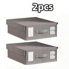 Cutie de depozitare pliabilă 2 buc/1 buc cu mâner, lenjerie de pat, cutie de depozitare pentru pături (potrivită și pentru lenjerie de pat), organizator de depozitare, cutie de depozitare transparentă pentru fereastră (ușor de marcat și clasificat), cadou de Crăciun, depozitare esențială pentru casă.