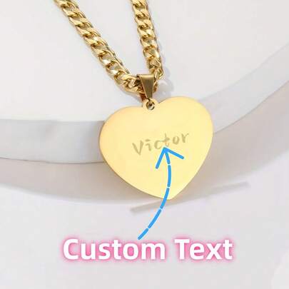 1pc Fashion Customized Stainless Steel Engraved Name Pendant Necklace Titanium Steel Men's Women's Cuban Chain Tag Necklace Jewelry For Family Collection Gift For Boyfriend