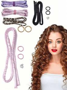 4支/2支免加热卷发棒。发箍式软卷发棒，懒人魔法卷发发箍，免加热卷发棒，浓密细波浪卷发器，长发柔软定型，不伤发。 - 彩色 - 查看 6