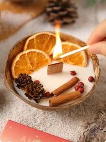 1个新款椰子碗香氛蜡烛，创意蜡烛设计，石膏干花香氛蜡烛，家居卧室氛围营造，派对蜡烛装饰，家用蜡烛，DIY蜡烛，圣诞礼物，婚礼装饰，情人节礼物，装饰蜡烛，送给闺蜜的礼物，送给她的礼物，家居蜡烛装饰，冬季礼物 - 彩色 - 查看 5