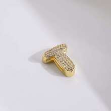 1颗18K镀金A-Z锆石字母吊坠珠，女士DIY定制名字手链时尚首饰礼品 - 金色 - 查看 24