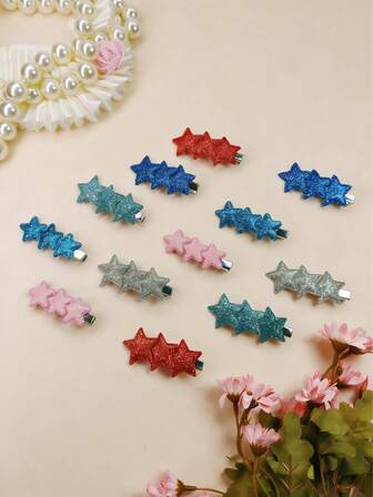 1 Paio di Fermagli per Capelli con Paillettes a Forma di Stella Luccicanti, Acconciatura da Festa Accattivante, Forcine per Ciuffi Laterali Rossi Dolci e Cool, Accessori per Capelli Adatti per Uso Quotidiano per Ragazze