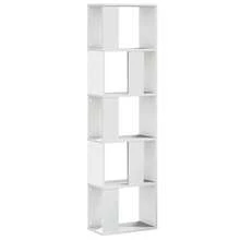 Larryhot Librería 5 niveles madera ingeniería blanca 45x23,5x162,5 cm, Fácil de montar, elegante y hermoso, y conveniente para almacenar artículos, es una opción ideal para el almacenamiento y la decoración del hogar. - Blanco - Ver 2