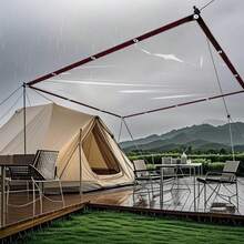 1 片透明无色防水篷布，带加固孔眼和防撕裂抽绳，防风、防尘、防水、防雪。适用于花园雨棚、庭院围栏、露营帐篷、门廊遮阳篷，是露台、花园和露营的理想之选。 - 彩色 - 查看 4