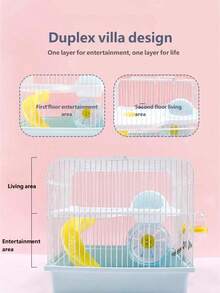 2-Layer Portable Hamster Cage - Mini Habitat With Exercise Wheel, Water Bottle And Food Bowl - Ventilated Travel Cage For Hamsters/Mice (Multiple Colors) - Multicolor - View 3