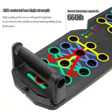 一套28孔俯卧撑板，多功能家用及健身房锻炼器材，胸部训练器，力量训练工具，包含跳绳和手柄，耐用PP材质，黑色，健身配件 - 彩色 - 查看 8