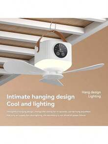 For Camping Quiet Camping Fan, Light Remote Control Electric Fan, Small Landing Wind, Ceiling Fan Camping Fan Mini Fan, Bedroom, Office, Living Room (White) 1PC - trắng - Xem 5