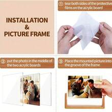 This 6/7/8 Inch U-Shaped Photo Frame Is Made Of A Combination Of Acrylic And Walnut/Beech Wood Materials. It Can Be Placed Horizontally Or Vertically, And The Wooden Frame Is Removable. It Is An Ideal Choice For Home Decor, Gifts, Or As A Wooden Photo Frame. Suitable For Office Desks, Bedrooms, Study Desks, Living Rooms, And Other Spaces. It Is Also A Perfect Choice For Room Decoration, Home Decor, Wedding Supplies, Women's Gifts, And Valentine's Day Gifts. - Multicolor - View 10