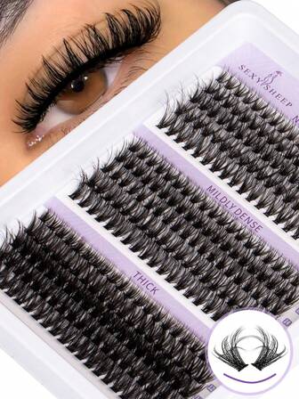 300 st, D Curl, 3D-franskluster 30-40-50D individuella ögonfransar tjocka klusterögonfransförlängningar D Curl-fransar kluster individuella fransar 10-16 mm spetsiga klusterfransar, franskluster