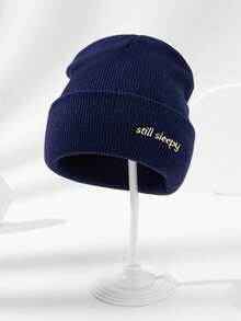 1 Piece Of Men's And Women's Autumn/Winter Letter Slogan Embroidered With Red Multi-Color Warm, Comfortable, Elastic, Warm, Outdoor Casual And Fashionable Knitted Hat, Woolen Hat, Pullover Hat Suitable For Daily Use, Versatile, Simple And Popular, Winter Hat Women Winter Man Men Winter Head Bonets For Men Winter Men Winter Caps Winter Cap - A - View 7