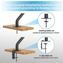 VESA 75/100mm Adjustable Monitor Stand With 180° Tilt And 360° Swivel, Made Of Sturdy Steel With Gas Spring Technology And Cable Management, Single Monitor Arm Desk Mount Clamp, Designed For Home Office Use, Office Desk Accessory, Computer Screen Riser - Multicolor - View 5