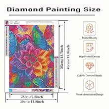 CSZPPQAF 5D Diamond Painting Kits For Adults, Flower Butterfly Diamond Art Kits For Adults Beginner, DIY Full Drill Diamond Dots Gem Painting For Home Decor 12x16 Inch - JK911-1 - 查看 6