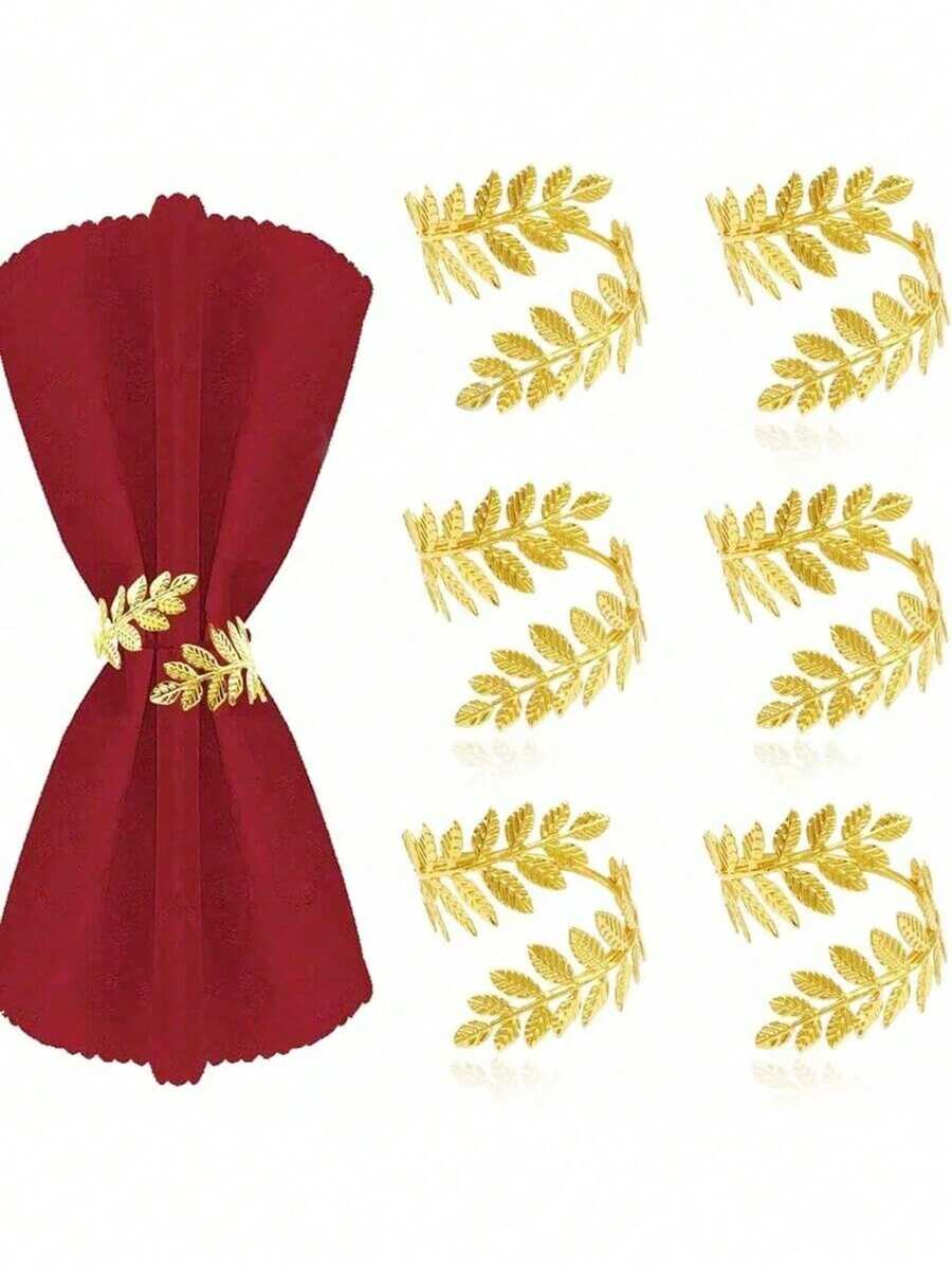 2-50个装丰收小麦餐巾环，金属叶子餐巾架，秋季餐巾环支架，婚礼生日派对餐桌装饰，加厚铁质小麦餐巾环，适用于生日、农场、婚礼、派对、节日等场合 - 非常适合自助餐桌装饰、婚礼派对装饰、毕业典礼装饰、母亲节父亲节装饰 - 彩色 - 查看 1