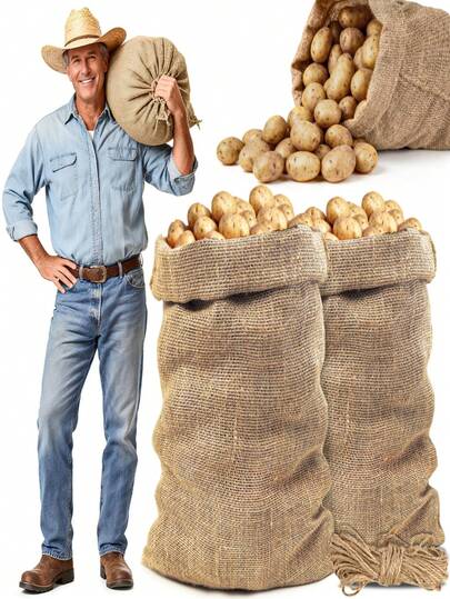 1pc Burlap Bag - 18.5" X 27.5", High Density Natural Jute Bag, Suitable For Growing Plants, Potatoes, Potato Planting Bag, Potato Storage Bag, Multi-Purpose