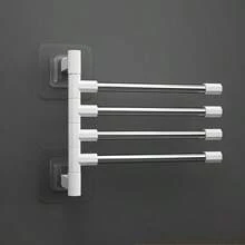 1pc Stainless Steel Towel Rack, Foldable Rotating Bathroom Storage Hanger