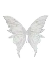 大型四叶箔蝴蝶翅膀，闪亮透明仙女翅膀（成人款），万圣节服装配饰，女士天使翅膀，情人节服装